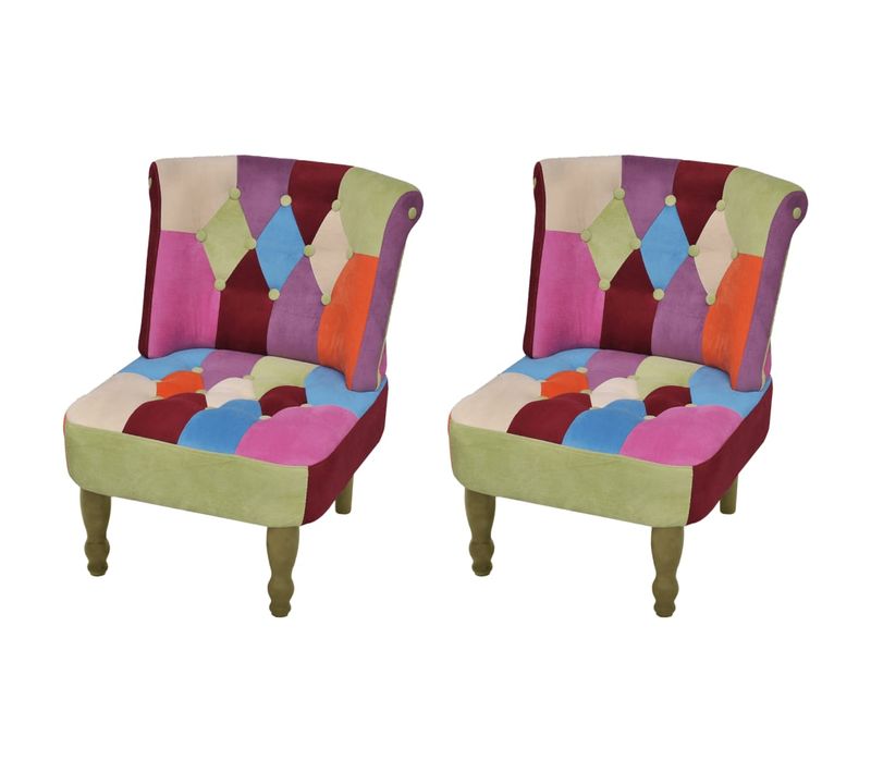 Chaises En Style Français 2 PCs Avec Design De Patchwork Tissu