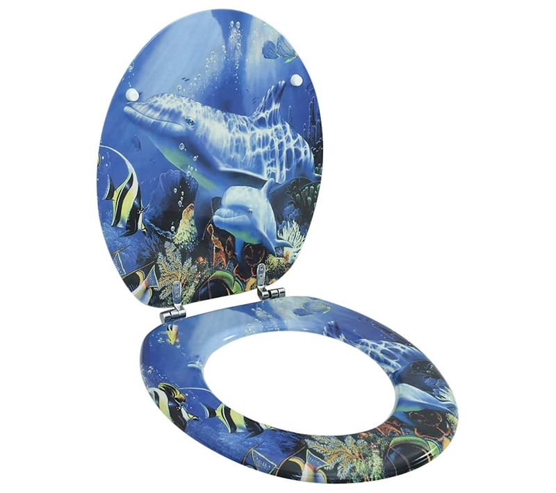 Siège De Toilette Avec Couvercle Mdf Dauphins