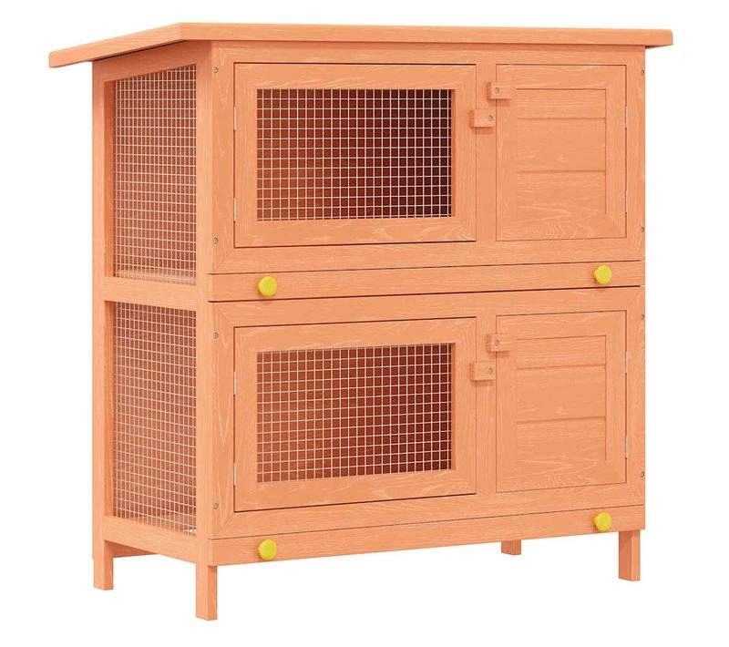 Clapier Extérieur Pour Lapin Cage À Animaux Toit En Asphalte Et Plateau Amovible 4 Portes Bois