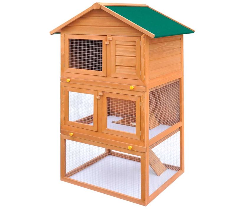 Clapier D'extérieur Enclos Pour Petits Animaux 3 Niveaux Bois