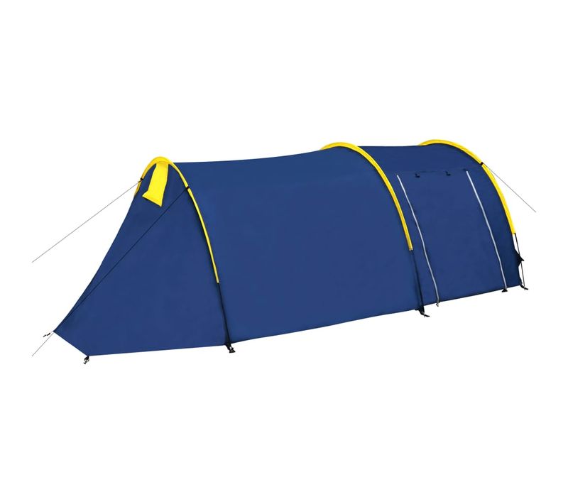 Tente De Camping Pour 4 Personnes Bleu Marine/jaune