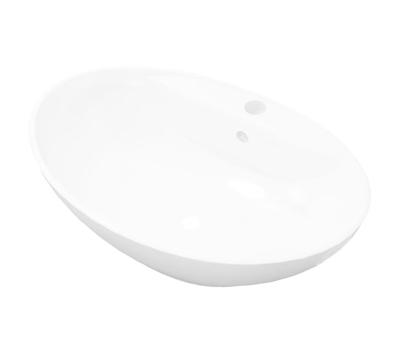 Lavabo Ovale En Céramique Avec Trou De Robinet
