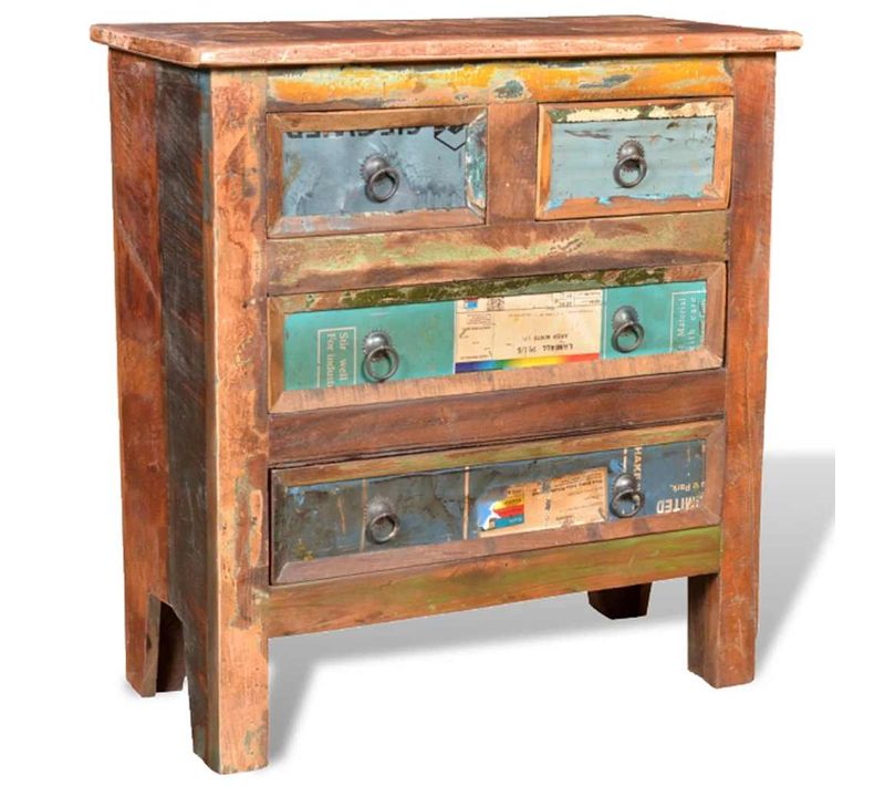 Armoire Avec 4 Tiroirs Bois Massif De Récupération