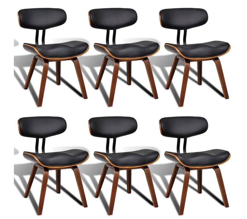 Chaises À Manger Lot De 6 Bois Courbé Et Simili