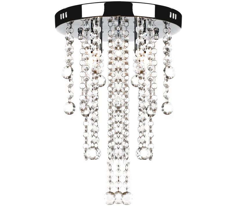 Plafonnier Avec Perles De Cristal Blanc Métal