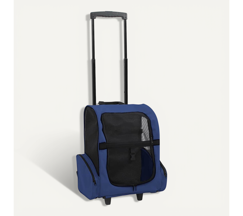 Chariot Polyvalent Pliable Pour Animaux De Compagnie Bleu