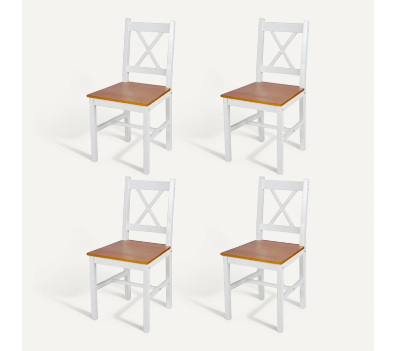 Chaises À Manger Lot De 4 Blanc Bois De Pin