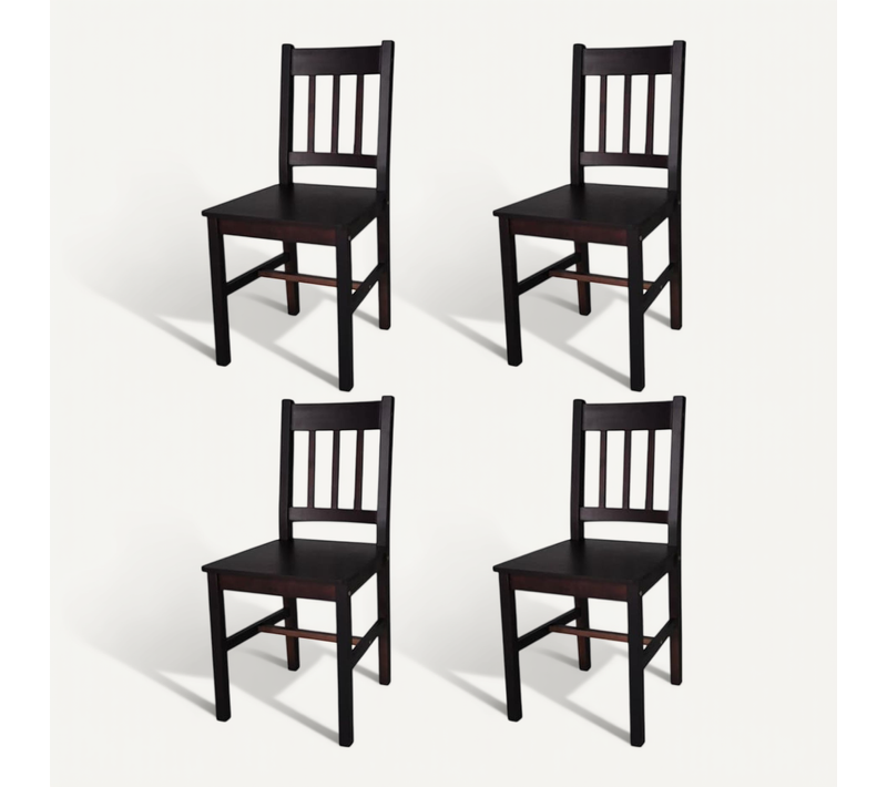 Chaises à Manger Lot De 4 Avec Dossier Marron Foncé Pinède Sièges De Cuisine Meubles De Repas