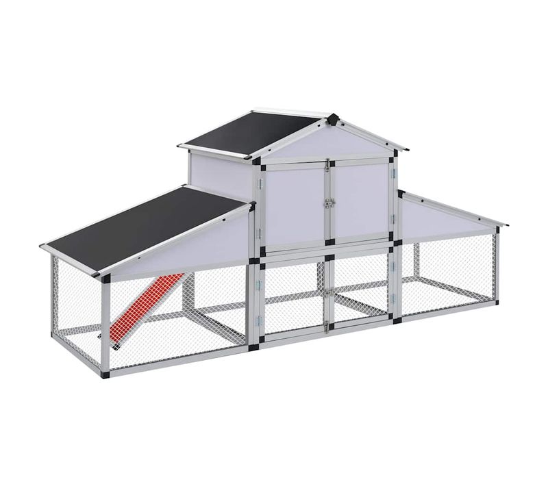 Poulailler Avec Toit Ventilé Et Enclos Résistant Aux Prédateurs Aluminium