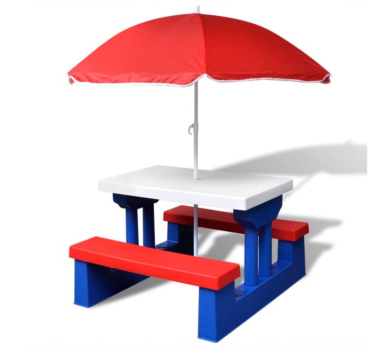 Table Et Bancs De Pique-nique Avec Parasol Pour Enfants Meuble Patio Terrasse Extérieur