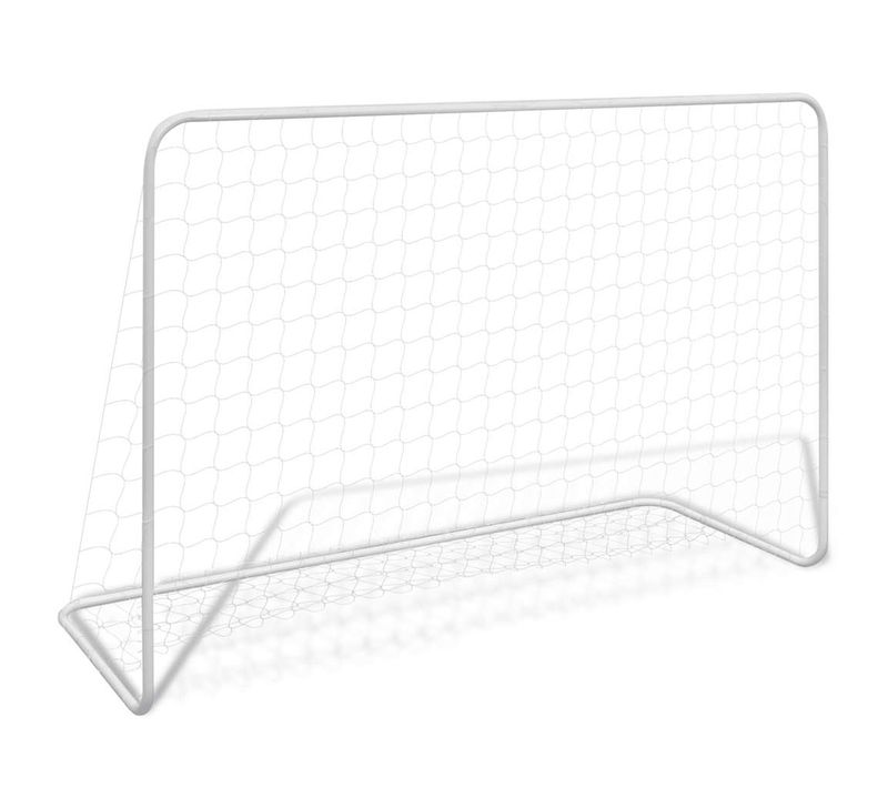 But De Football Avec Filet 182x61x122 Cm Acier Blanc