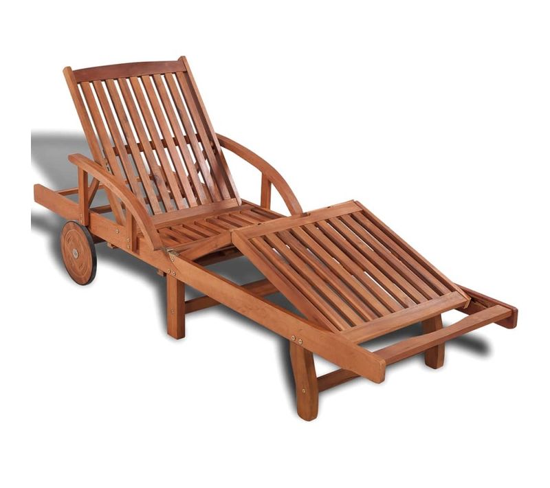 Chaise Longue Extérieure En Bois D'acacia - 60x200cm - Marron Foncé