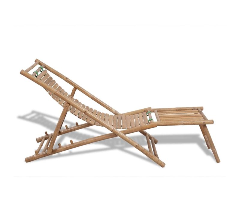 Chaise Longue Avec Repose-pied En Bambou - 152x59x80 Cm  - Naturel