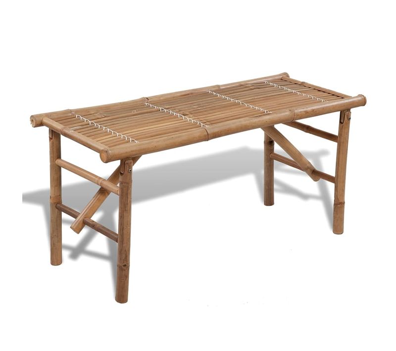 Banc De Jardin Avec Dossier Pliable 118 Cm Bambou Siège Meuble Parc Terrasse Patio Extérieur