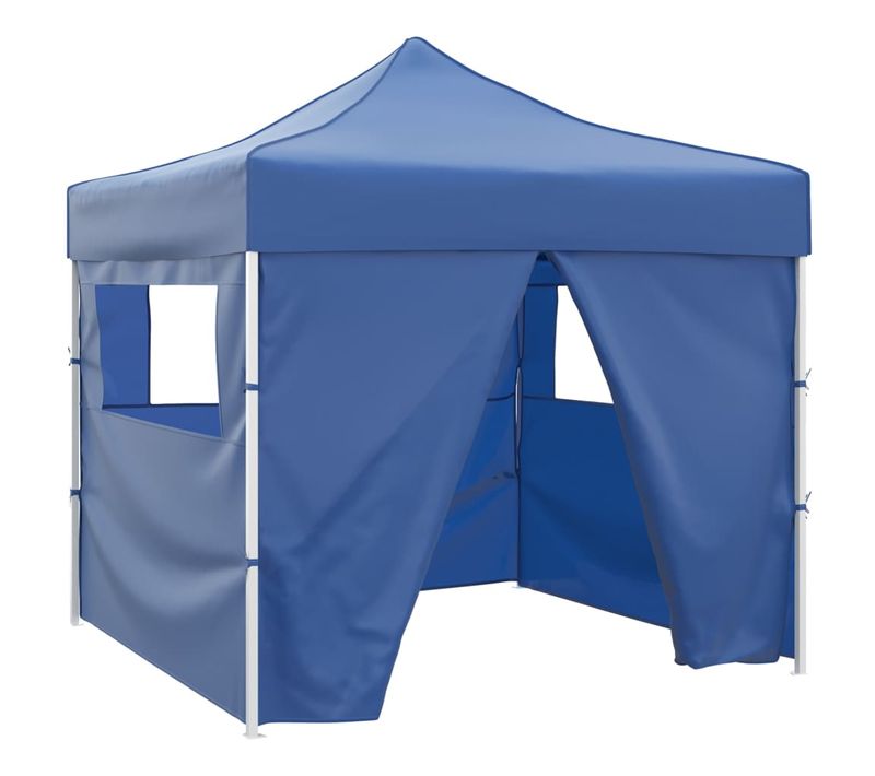 Tente Pliable Avec 4 Parois Bleu 3 X 3 M