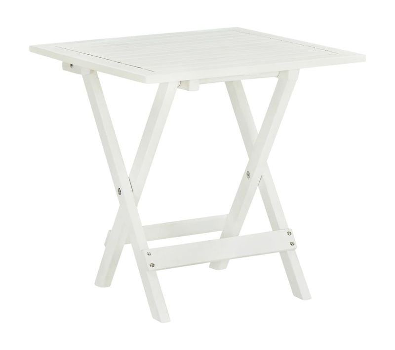 Table De Bistro Blanc 46x46x47 Cm Bois D'acacia Massif