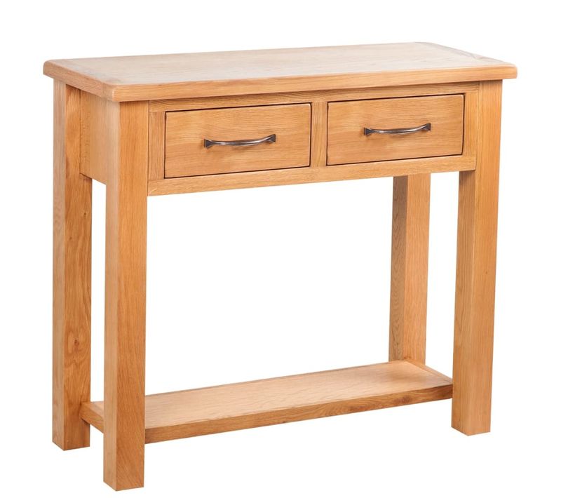 Table Console Avec 2 Tiroirs 83x30x73 Cm Bois De Chêne Massif