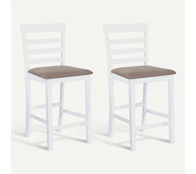 Chaises De Bar Lot De 2 Blanc Tissu