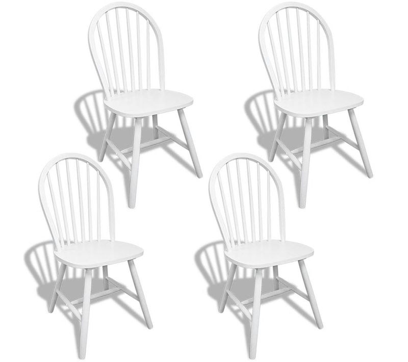 Chaises à Manger Lot De 4 Blanc Bois D'hévéa Solide