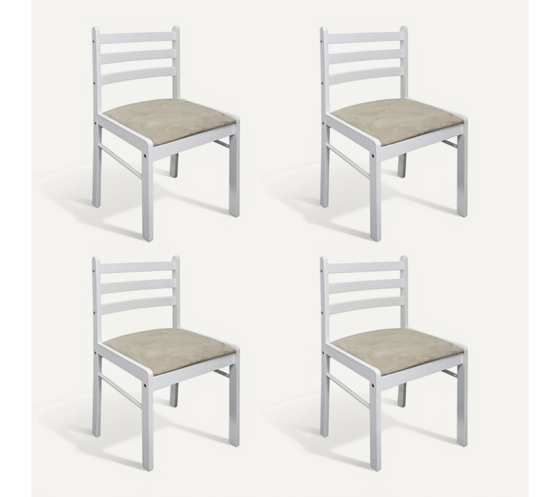 Chaises À Manger Lot De 4 Blanc Hévéa Solide Et Velours