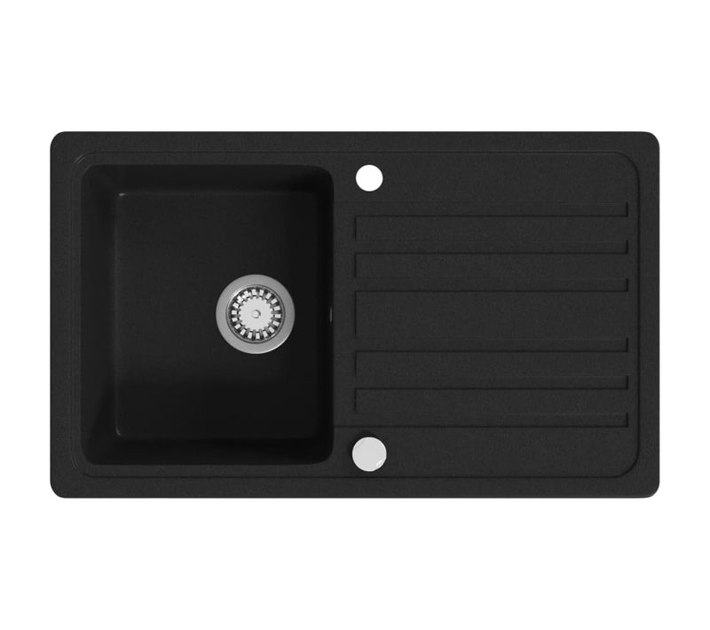 Évier De Cuisine En Granite Avec Égouttoir Réversible Noir