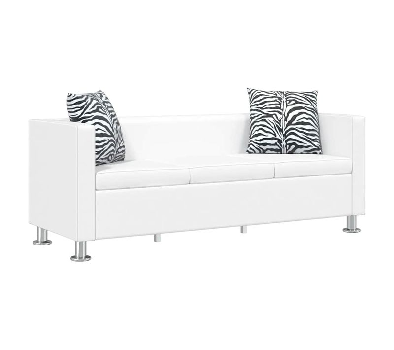 Canapé à 3 Places Cuir Artificiel Blanc