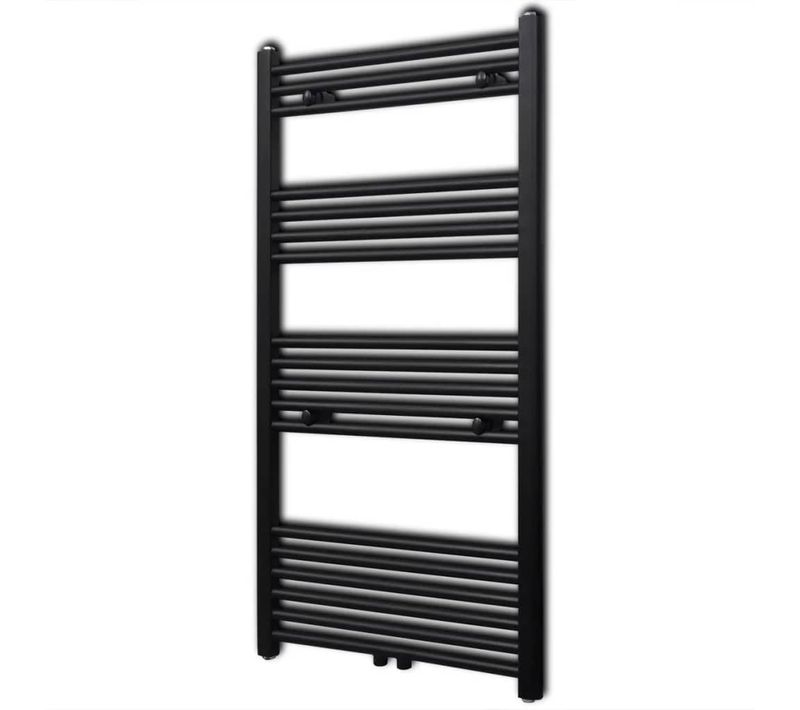 Sèche-serviettes Eau Chaude à Rails Droits Noir 600x1160 Mm