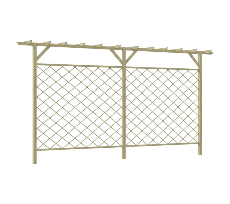 Clôture Treillis Jardin Avec Pergola En Bois Imprégné Vert 335x200 Cm