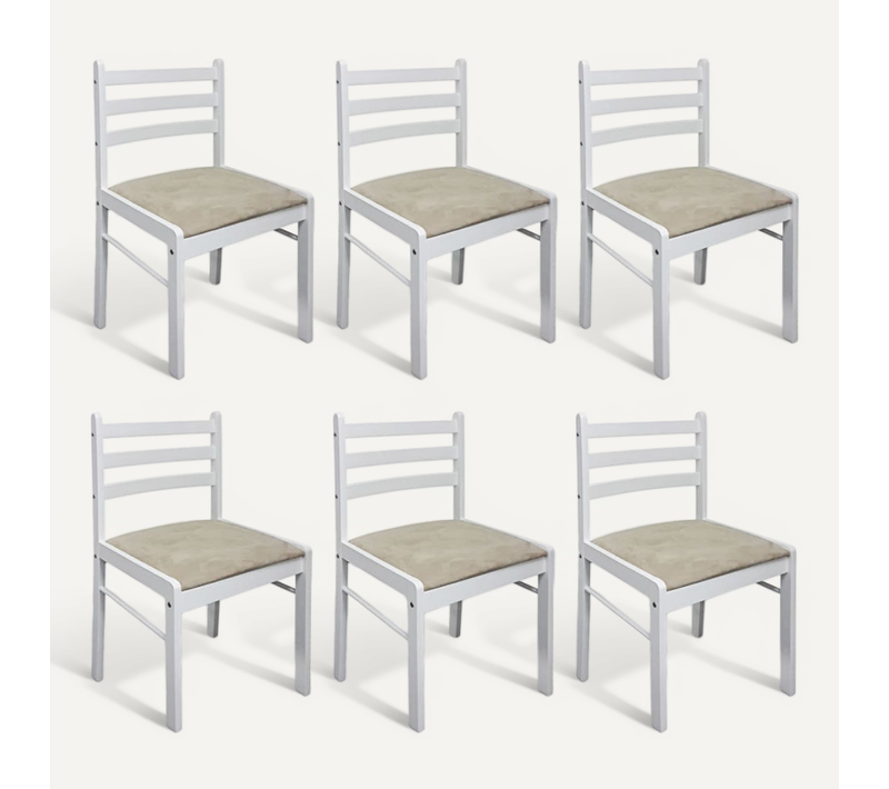 Chaises À Manger Lot De 6 Blanc Bois Solide Et Velours