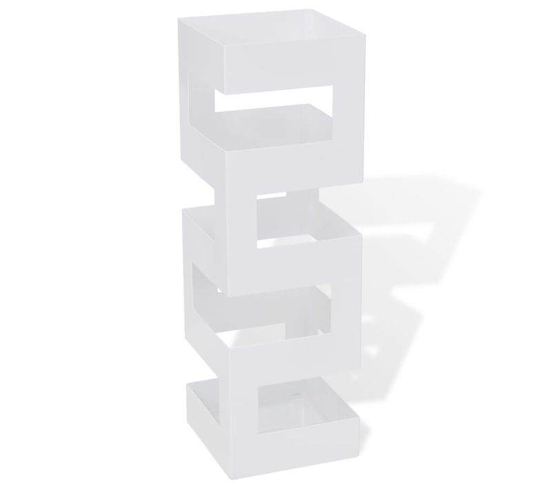 Blanc Carré Porte-parapluie Stockage Pour Cannes Bâtons Acier 48,5 Cm