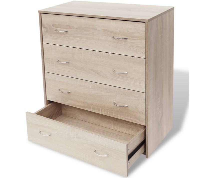 Commode Avec 4 Tiroirs 60x30,5x71 Cm Couleur De Chêne