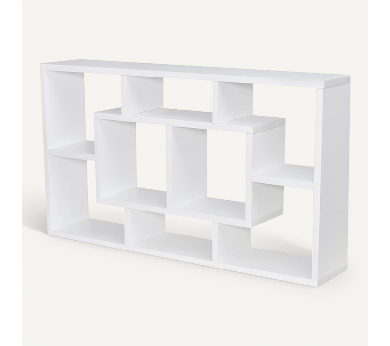 étagère Murale D'affichage 8 Compartiments Blanc