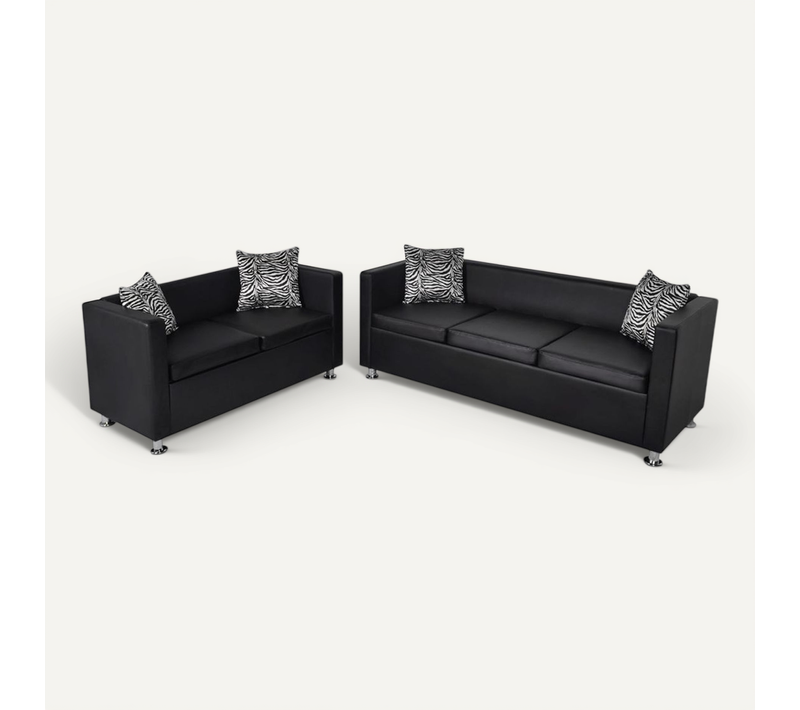 Jeu De Canapé À 2 Places Et À 3 Places Cuir Synthétique Noir