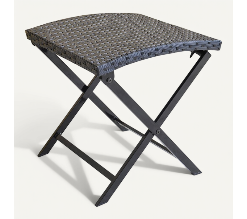 Tabouret Pliable Résine Tressée Noir