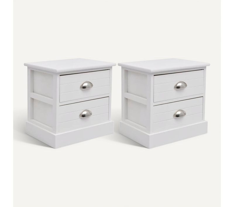 Table De Chevet En Style Français 2 Pièces Blanc