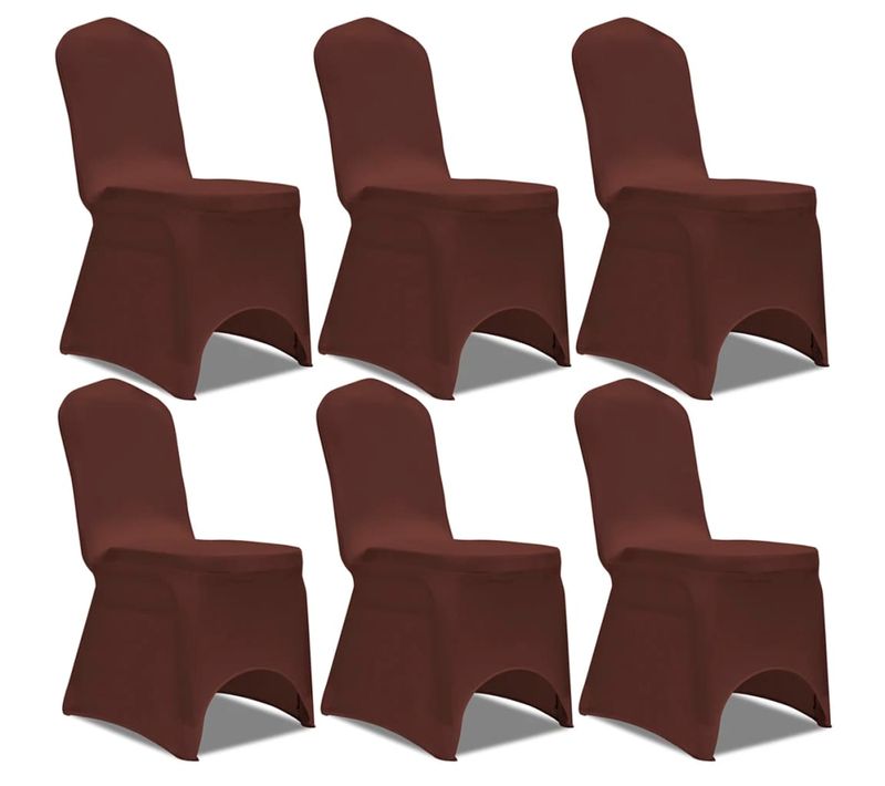 Housse De Chaise Extensible 6 Pièces Marron