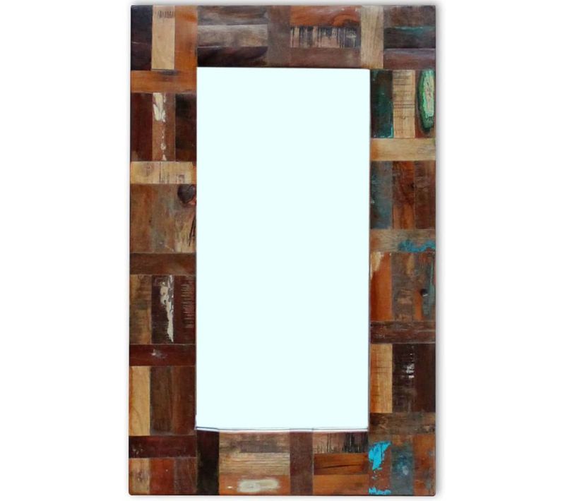 Miroir Bois De Récupération Massif 80x50 Cm