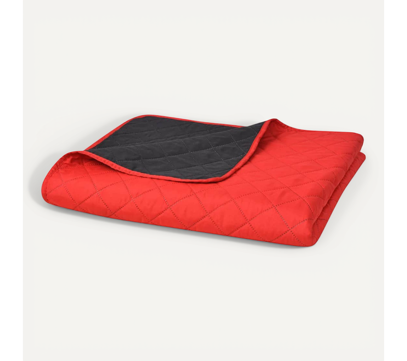 Couvre-lit Matelassé Double-face Rouge Et Noir 170x210 Cm
