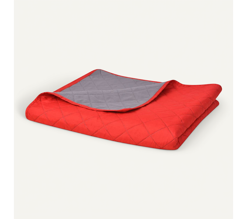 Couvre-lit Matelassé Double-face Rouge Et Gris 230x260 Cm