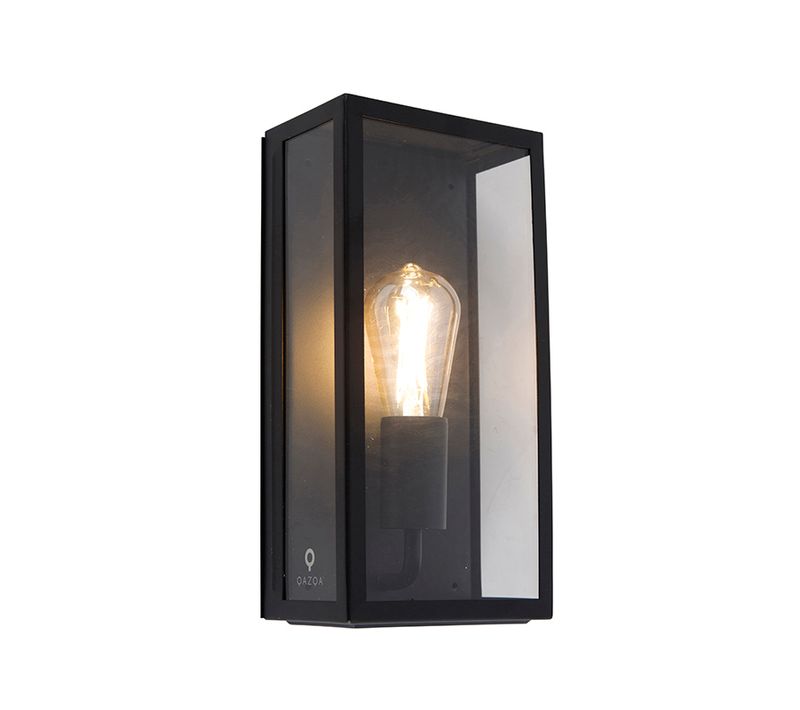 Applique Murale D'extérieur Industrielle Noire Ip44 Avec Verre - Rotterdam