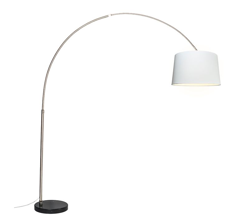 Lampadaire Arc Acier Abat-jour Tissu Blanc 45 Cm - XXL