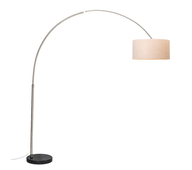 Lampe à Arc En Acier Avec Abat-jour En Tissu Blanc 50 Cm - XXL