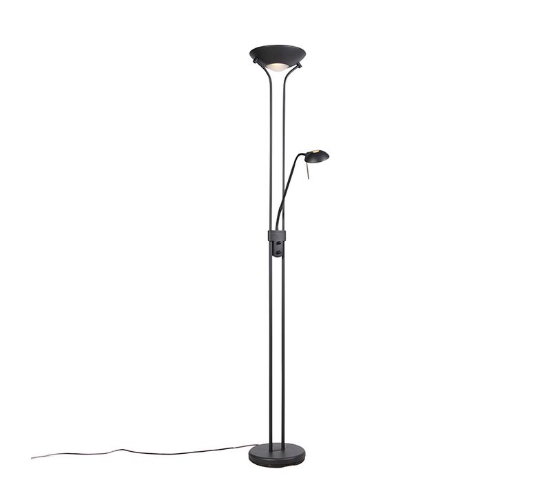Lampadaire Noir Avec Lampe De Lecture Avec LED Et Variateur - Diva 2