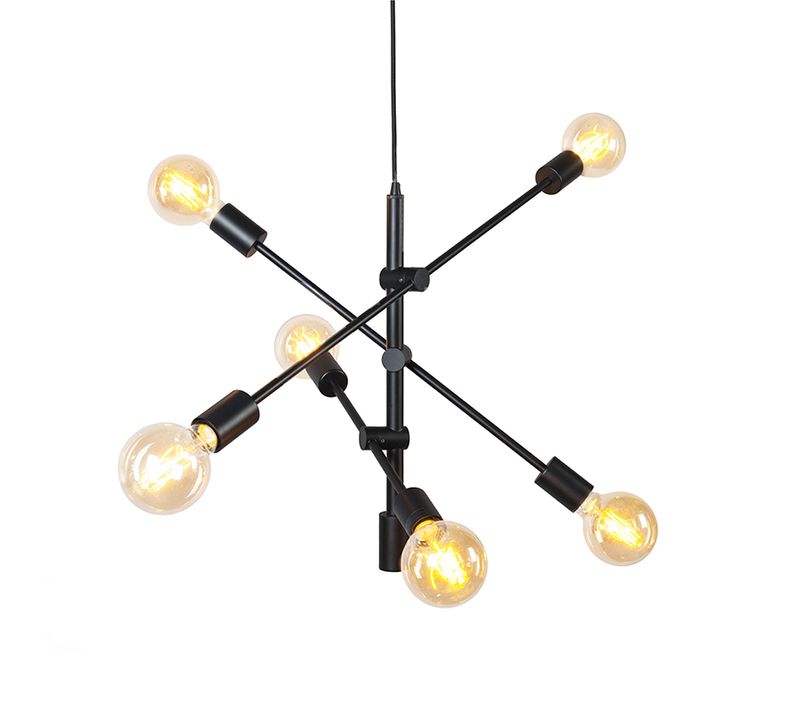 Lampe à Suspension Industrielle Noire 6 Lumières - Sydney