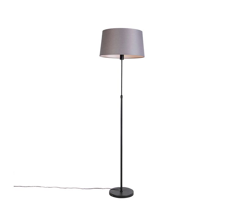 Lampadaire Noir Avec Abat-jour Lin Gris Foncé 45 Cm - Parte