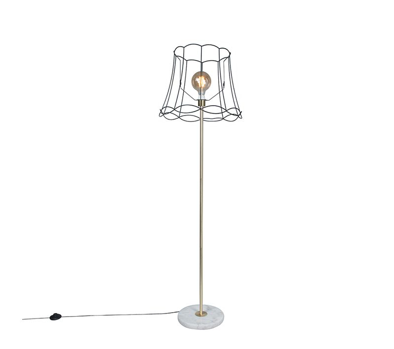 Lampadaire Rétro En Laiton Avec Cadre Granny Noir 45 Cm - Kaso