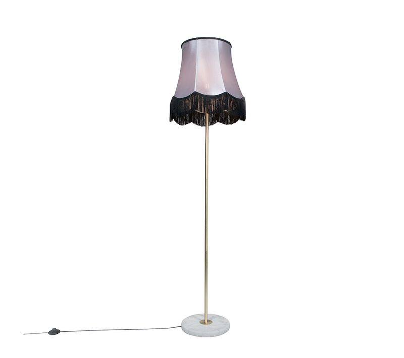 Lampadaire En Laiton Avec Abat-jour Granny B Noir-gris 45 Cm - Kaso