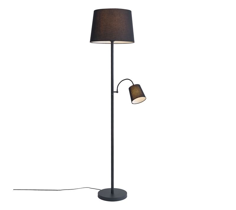 Lampadaire Classique Noir Avec Abat-jour Noir Et Liseuse - Retro