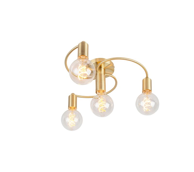 Plafonnier Art Déco Laiton 4 Lumières - Facile