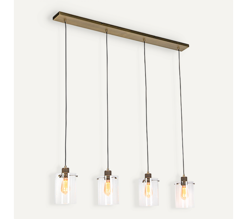 Suspension Scandinave En Bronze Avec Verre 4 Lumières - Dome